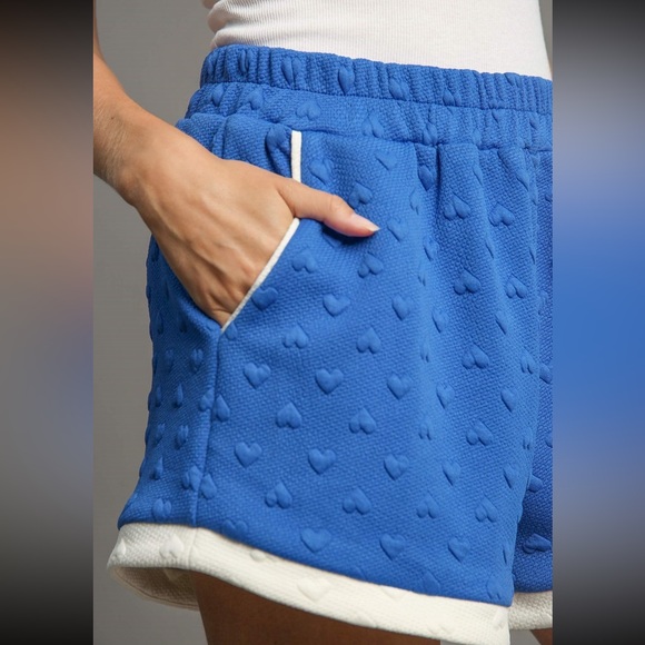 U2. ❤️NEW UMGEE Women's Shorts Royal Blue Heart Detail W/Pockets New Item - Picture 2 of 5